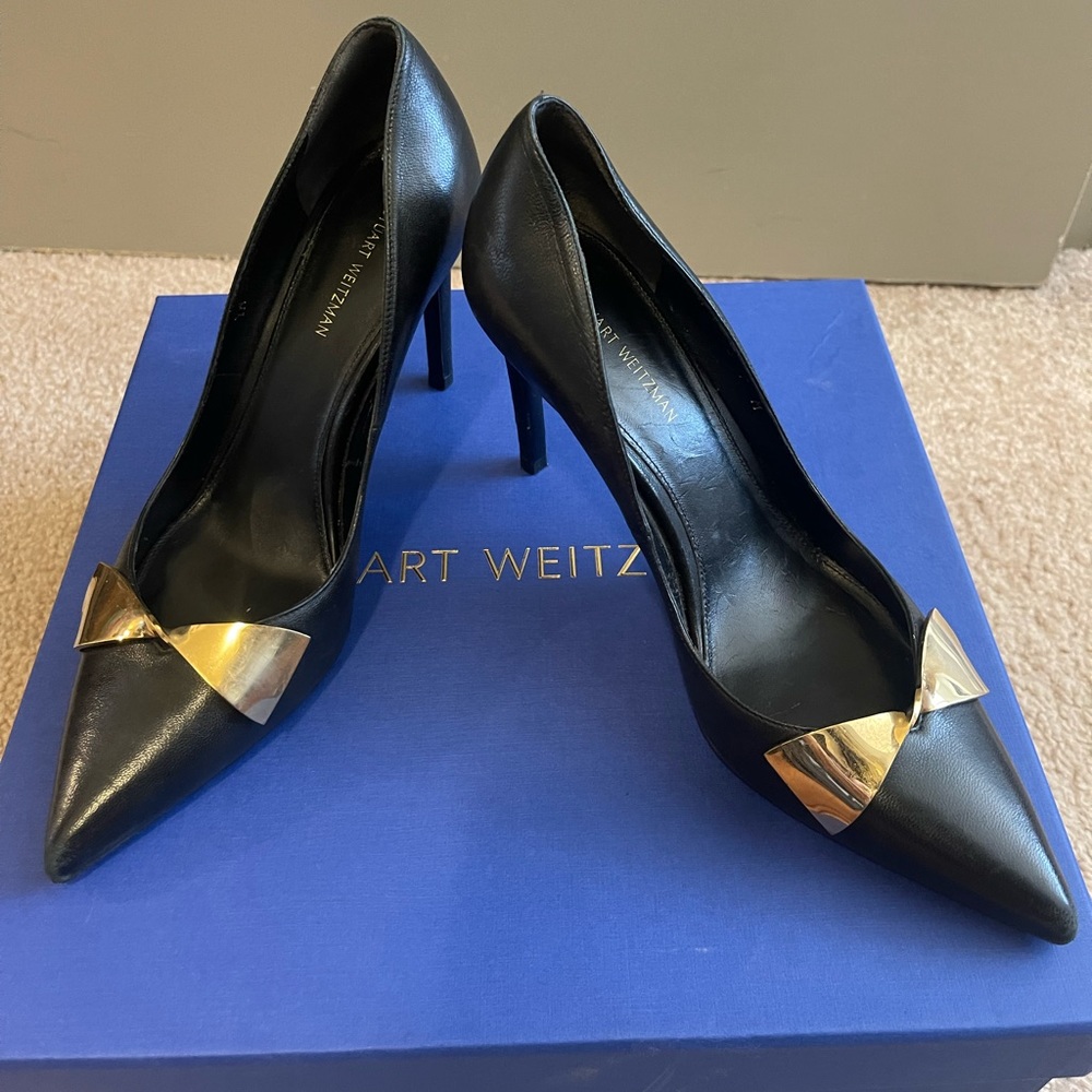Stuart Weitzman Black Leather Pumps